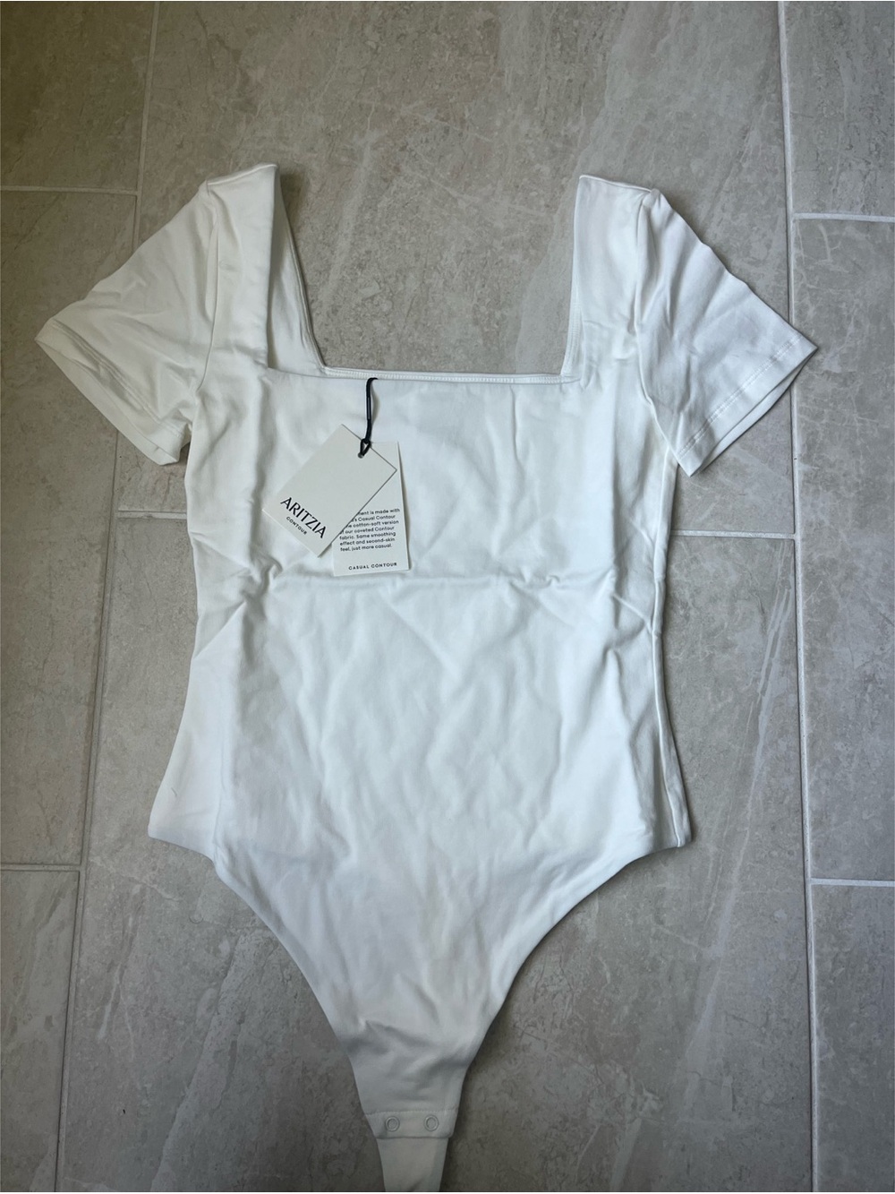 Aritzia Cream Square-Neck Bodysuit